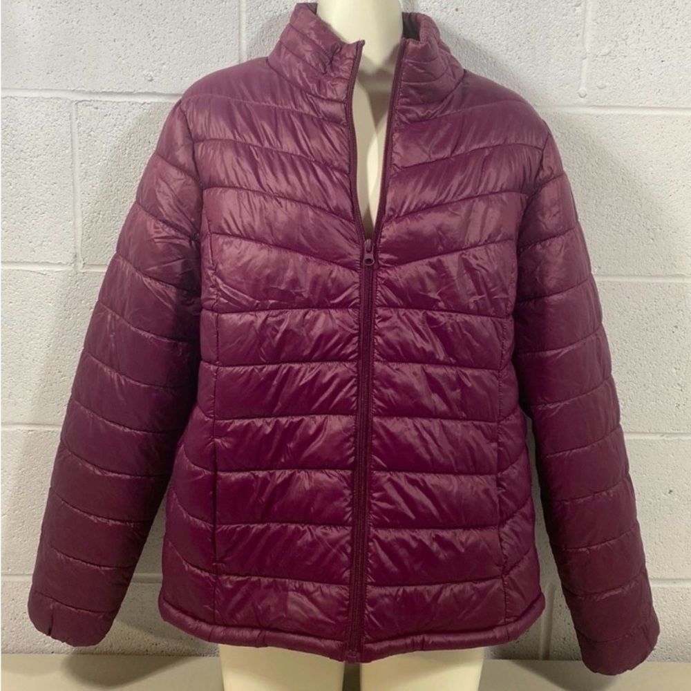 Plum purple coloured puffer light weight winter coat​​​​​​​​​​​​​
